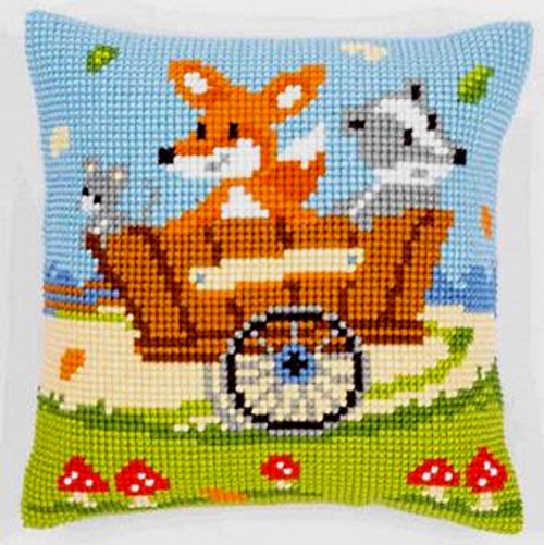 Vervaco Cross Stitch - Forest Friends In Cart - Click Image to Close
